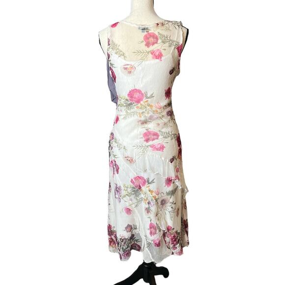 New Komarov Sleeveless Dress in Cream w/Pink Purple Floral Print Size Small/Med - Picture 5 of 10